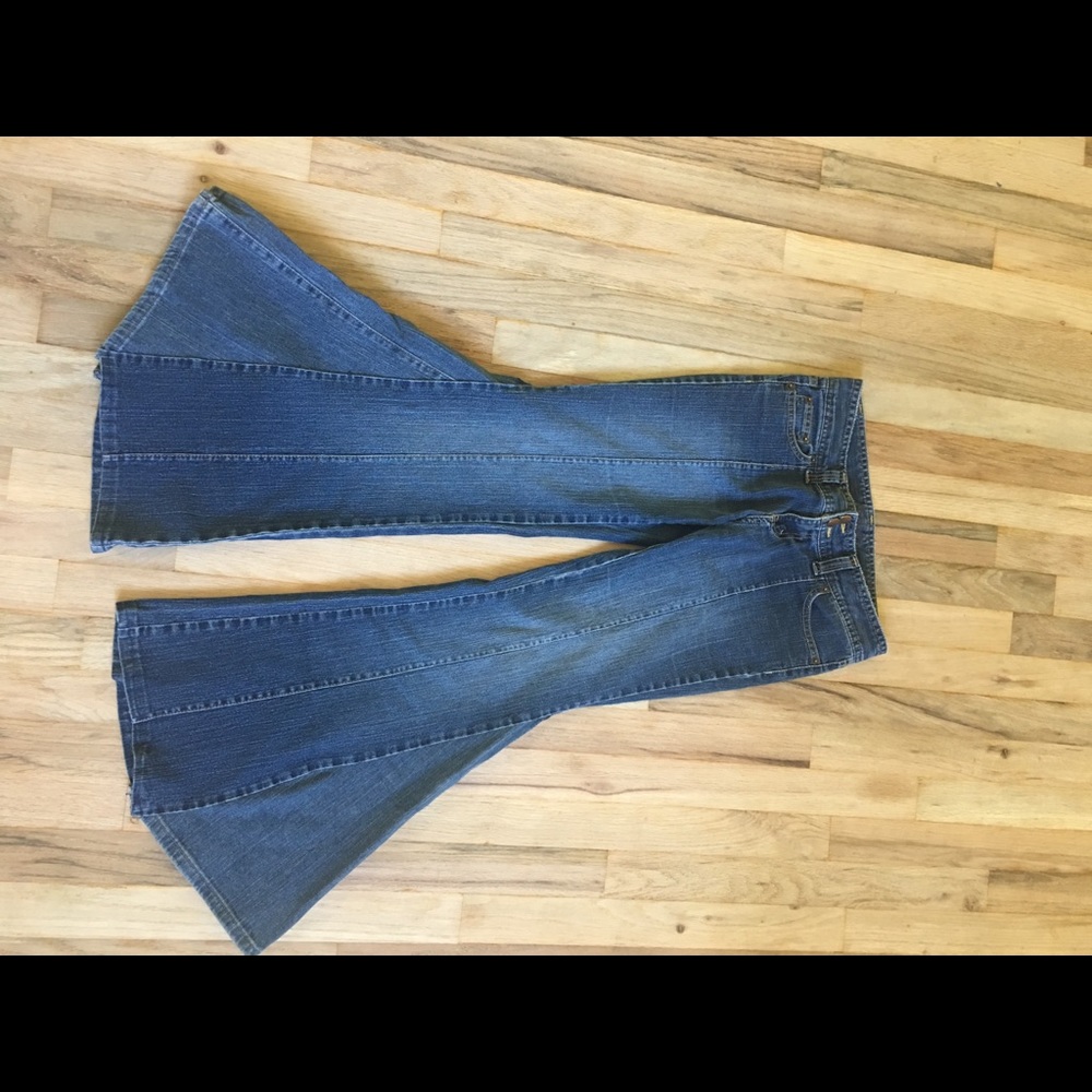 Bell Bottom Jeans Upcycled Jeans. Boho Bell Bottom View 2